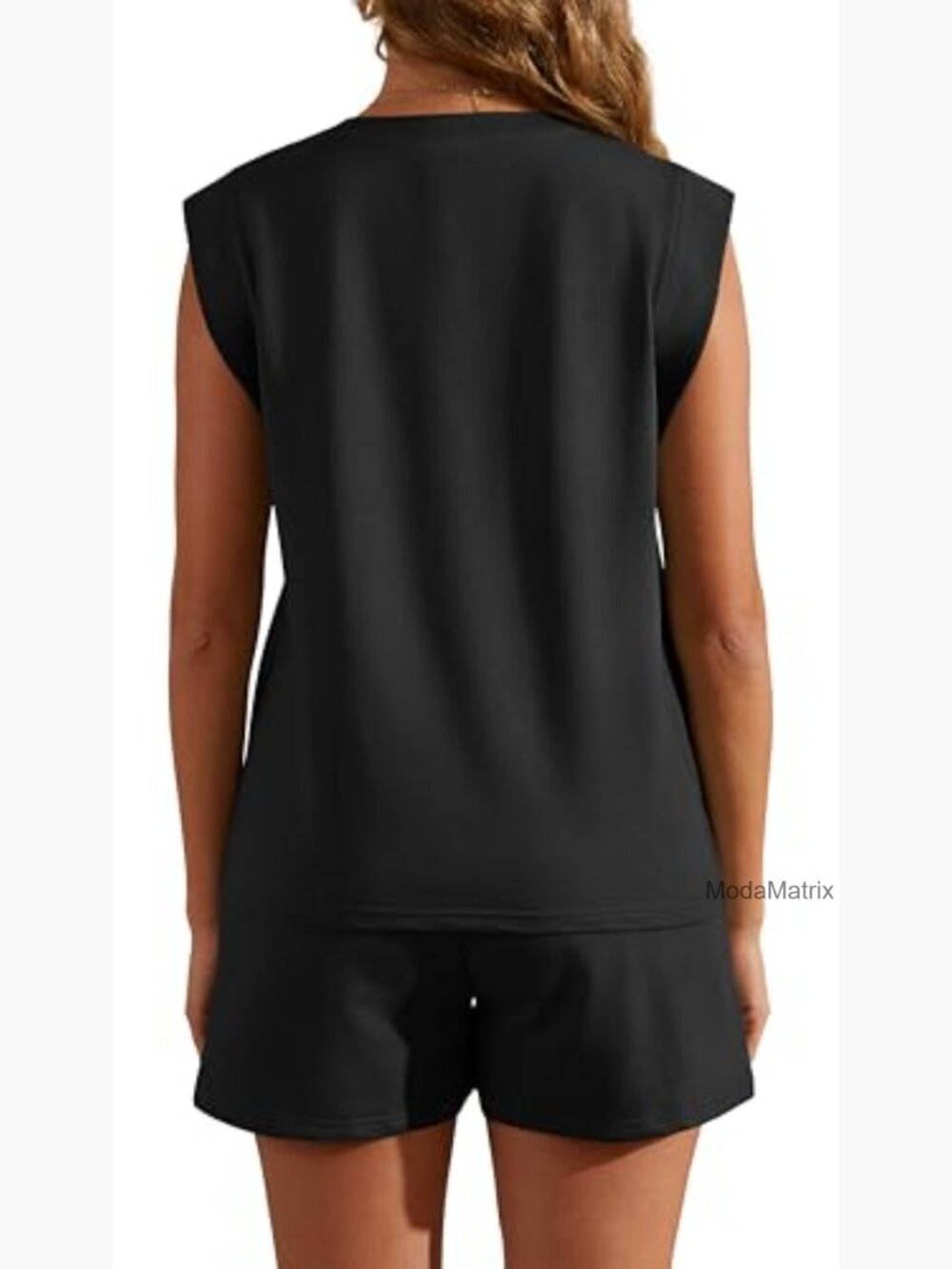 Cap Sleeve Lounge Short Set with Pockets, Soft Cotton Blend, Two Piece - Picture 5 of 7